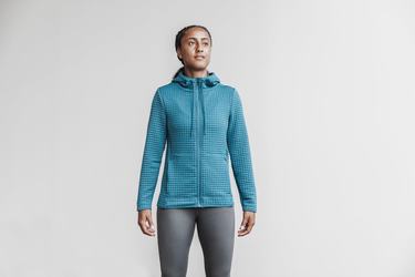 Nobull Quilted Zip-up Women's Jackets Grey Blue | Australia (NG5637)